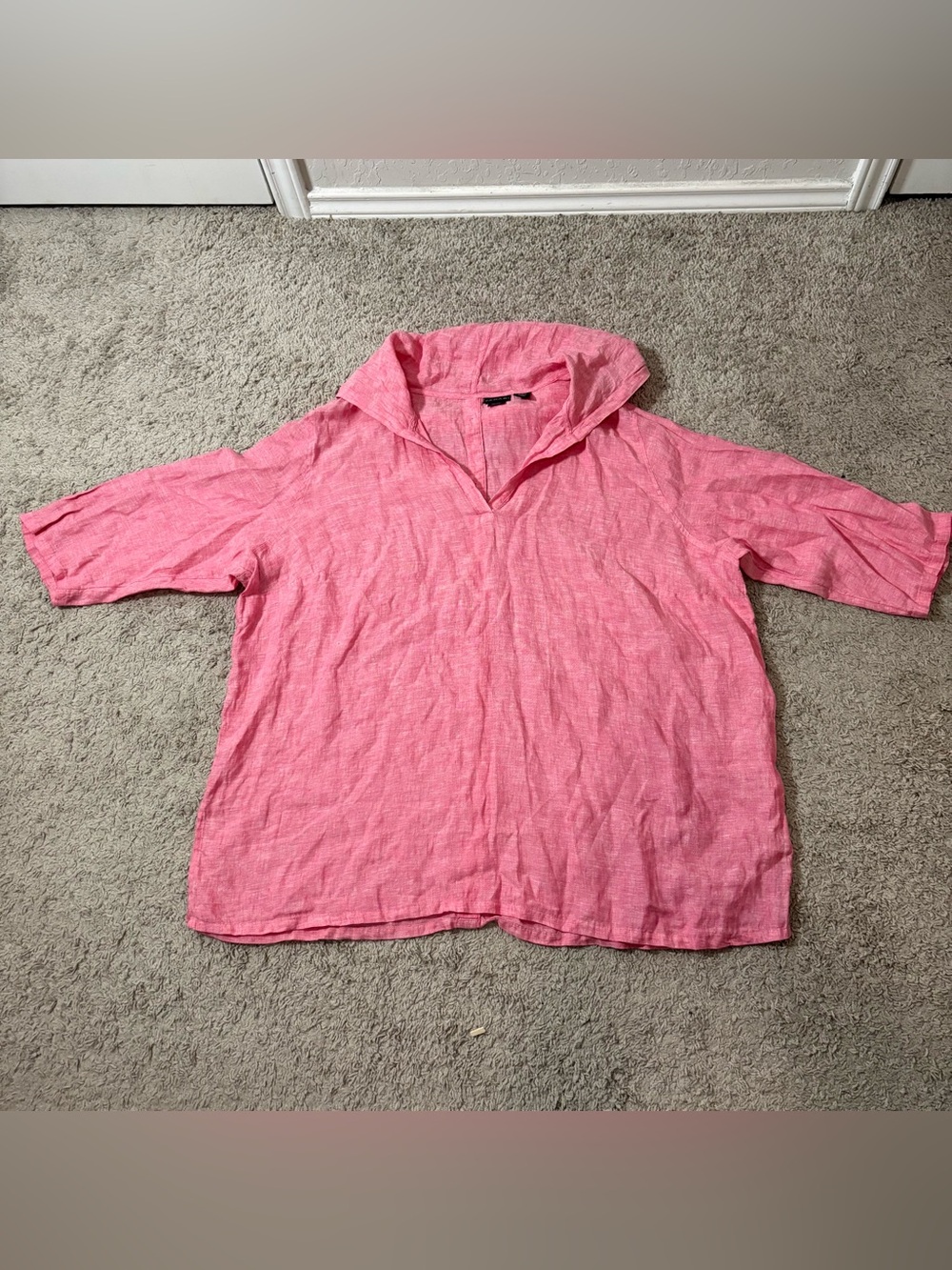 Tahari 100% Linen Blouse Top Womens Sz 3X Beachy Resort Summer Vacation Coastal